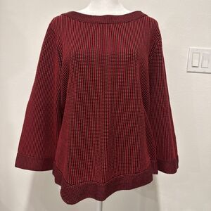 Habitat Brittany Angled Hem L Red Black 3/4 Sleeve Sweater 100% Cotton